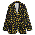 Gold Crown Pattern Print Women's Cotton Blazer