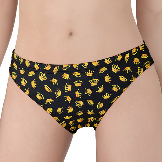 Gold Crown Pattern Print Women's Panties