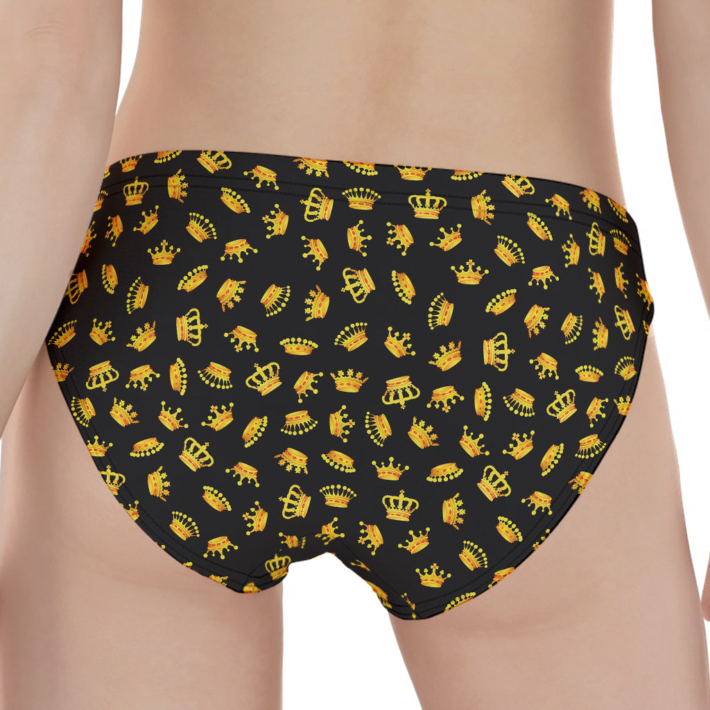 Gold Crown Pattern Print Women's Panties