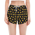 Gold Crown Pattern Print Women's Split Running Shorts