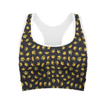 Gold Crown Pattern Print Women's Sports Bra