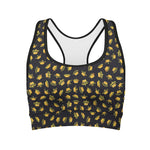 Gold Crown Pattern Print Women's Sports Bra