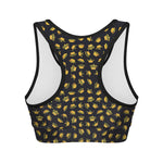 Gold Crown Pattern Print Women's Sports Bra