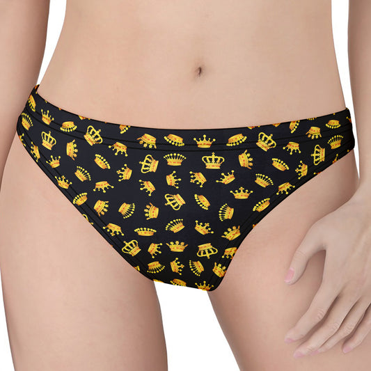 Gold Crown Pattern Print Women's Thong