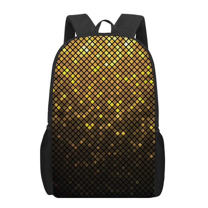 Gold Disco Lights Pattern Print 17 Inch Backpack