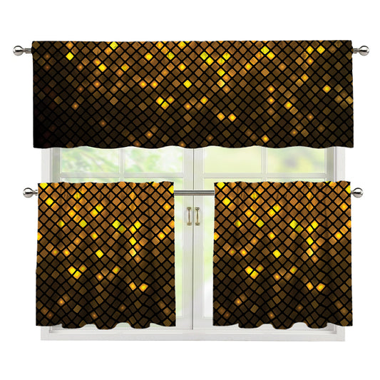 Gold Disco Lights Pattern Print 3 Piece Kitchen Curtains