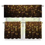 Gold Disco Lights Pattern Print 3 Piece Kitchen Curtains