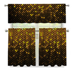 Gold Disco Lights Pattern Print 3 Piece Kitchen Curtains