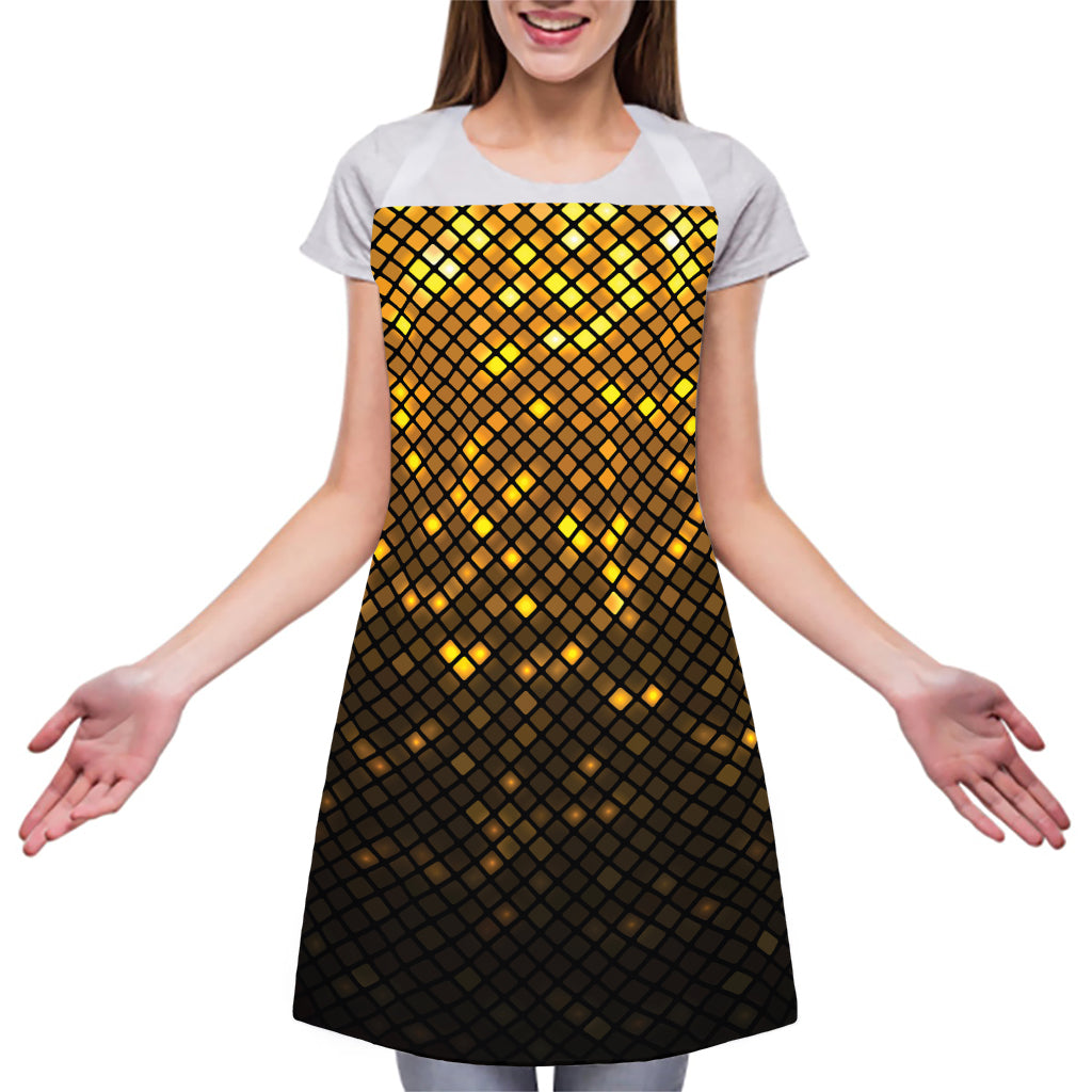 Gold Disco Lights Pattern Print Adjustable Apron