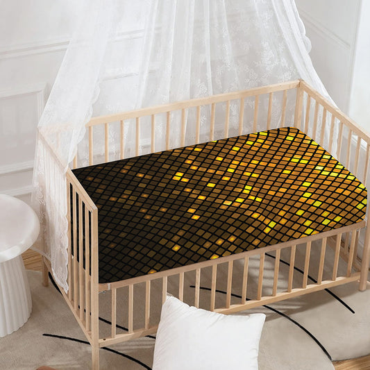 Gold Disco Lights Pattern Print Baby Crib Sheet