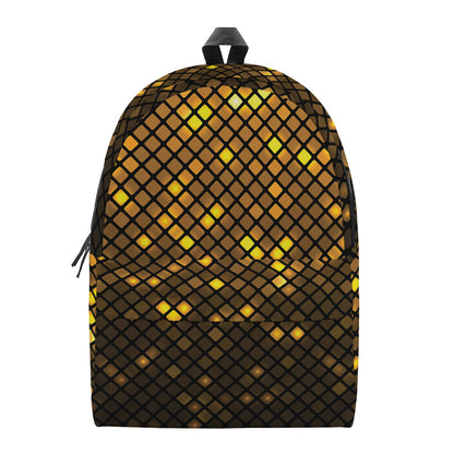 Gold Disco Lights Pattern Print Backpack
