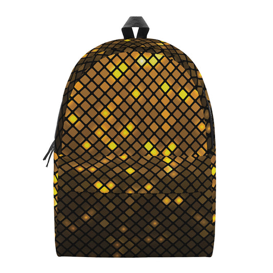 Gold Disco Lights Pattern Print Backpack