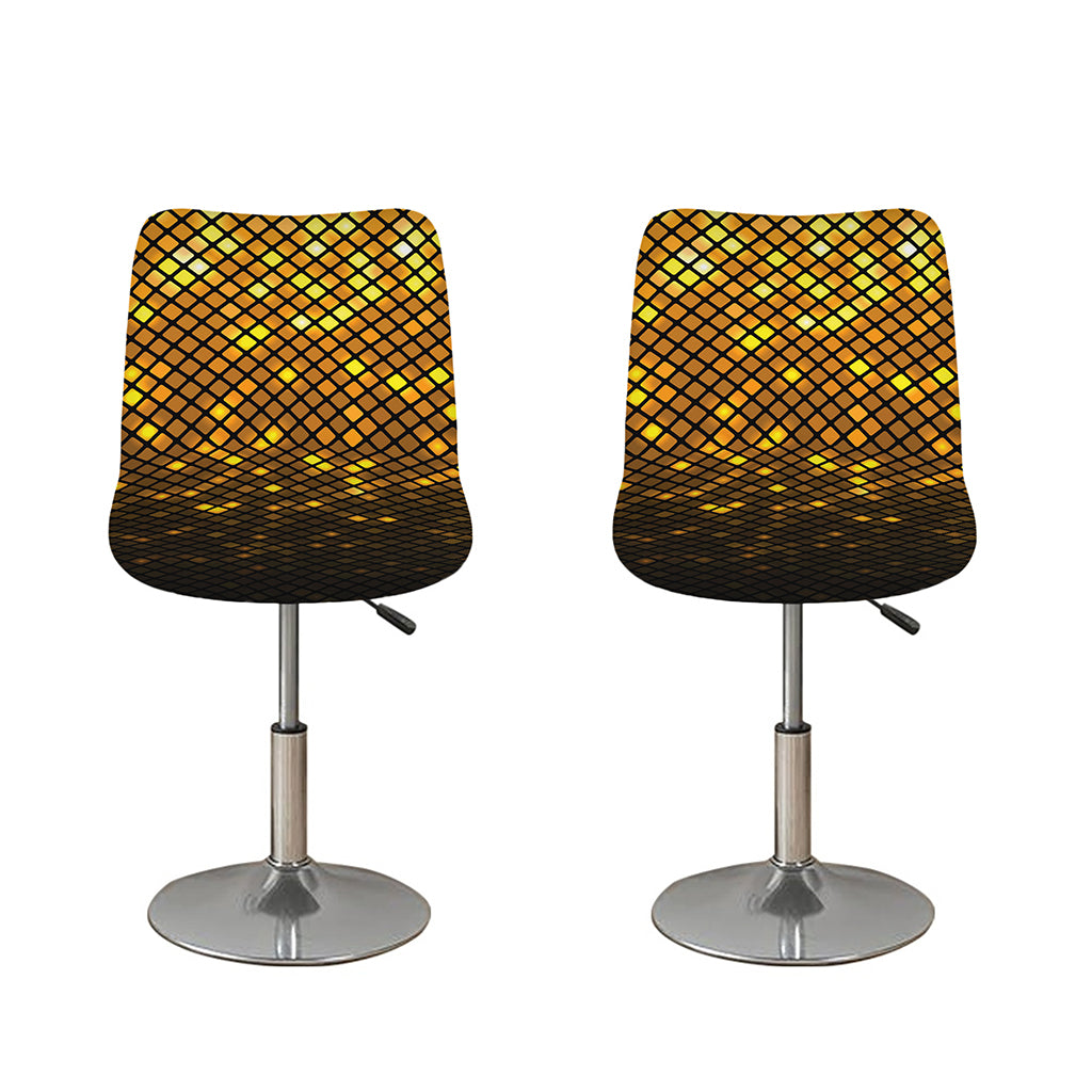 Gold Disco Lights Pattern Print Bar Stool Covers