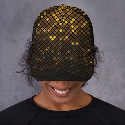 Gold Disco Lights Pattern Print Baseball Cap