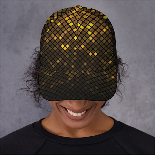 Gold Disco Lights Pattern Print Baseball Cap