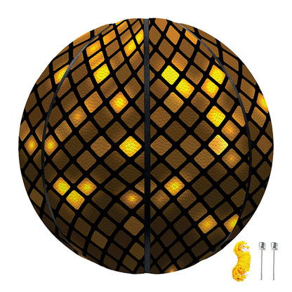 Gold Disco Lights Pattern Print Basketball