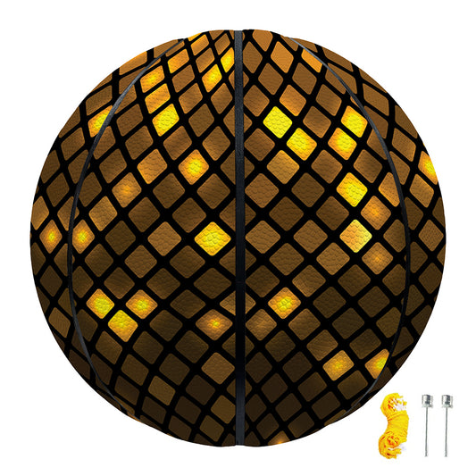 Gold Disco Lights Pattern Print Basketball