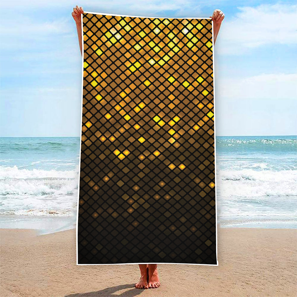 Gold Disco Lights Pattern Print Beach Towel
