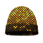 Gold Disco Lights Pattern Print Beanie