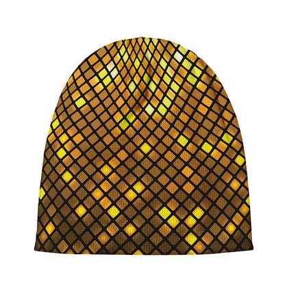 Gold Disco Lights Pattern Print Beanie