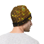 Gold Disco Lights Pattern Print Beanie