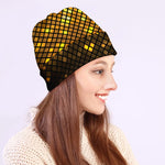 Gold Disco Lights Pattern Print Beanie