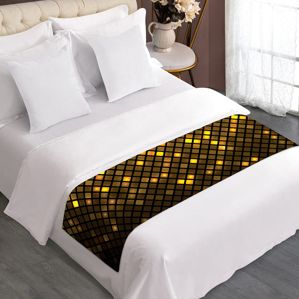 Gold Disco Lights Pattern Print Bed Runner