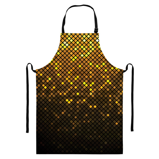 Gold Disco Lights Pattern Print Bib Apron With Pocket