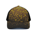 Gold Disco Lights Pattern Print Black Mesh Trucker Hat