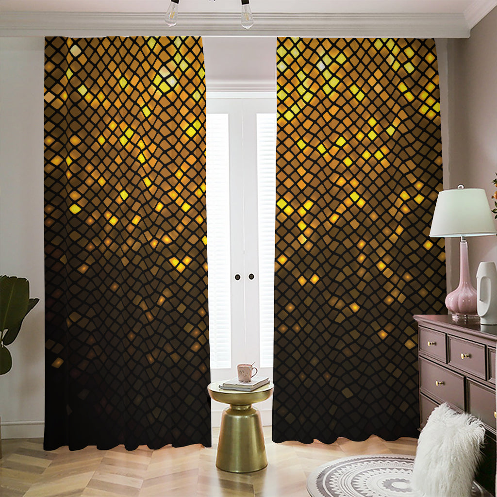 Gold Disco Lights Pattern Print Blackout Pencil Pleat Curtains