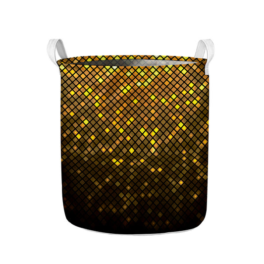 Gold Disco Lights Pattern Print Collapsible Laundry Basket