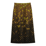 Gold Disco Lights Pattern Print Cotton Front Slit Maxi Skirt