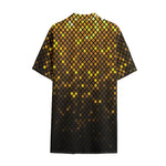 Gold Disco Lights Pattern Print Cotton Hawaiian Shirt