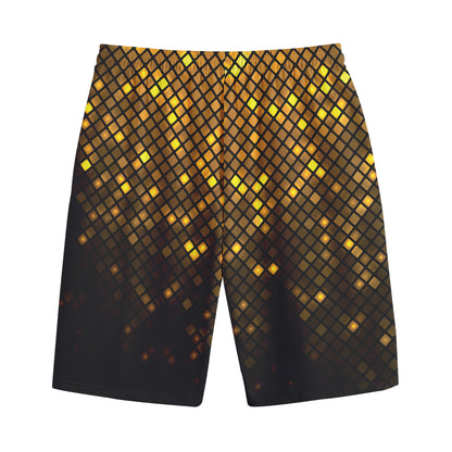 Gold Disco Lights Pattern Print Cotton Shorts