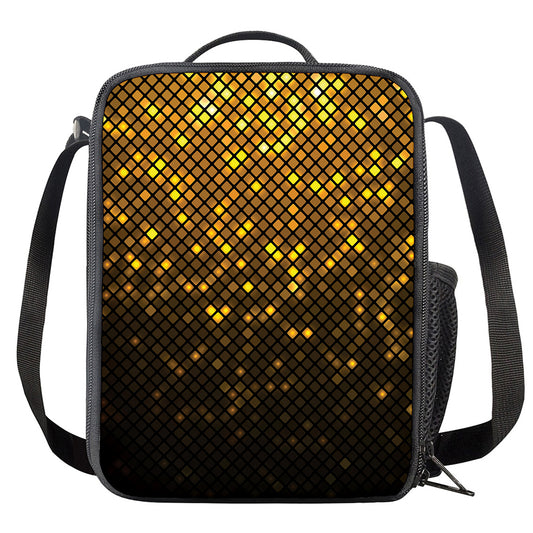 Gold Disco Lights Pattern Print Crossbody Lunch Bag