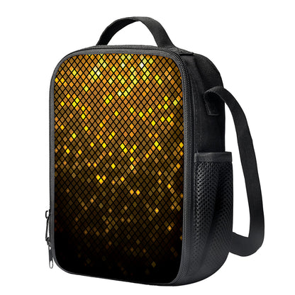 Gold Disco Lights Pattern Print Crossbody Lunch Bag