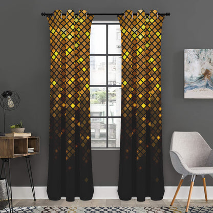 Gold Disco Lights Pattern Print Curtain