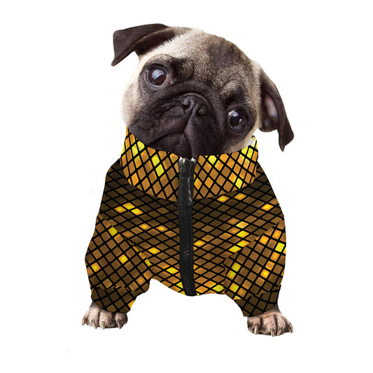 Gold Disco Lights Pattern Print Dog Zip Up Jacket