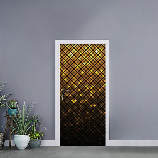 Gold Disco Lights Pattern Print Door Sticker