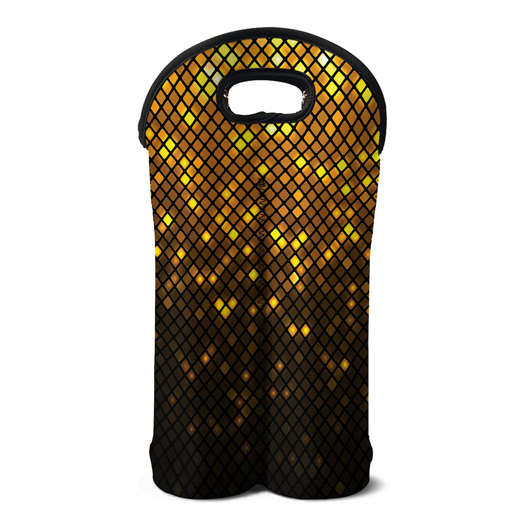 Gold Disco Lights Pattern Print Double Neoprene Wine Tote