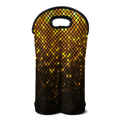 Gold Disco Lights Pattern Print Double Neoprene Wine Tote