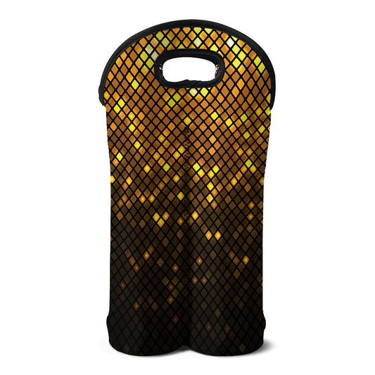 Gold Disco Lights Pattern Print Double Neoprene Wine Tote