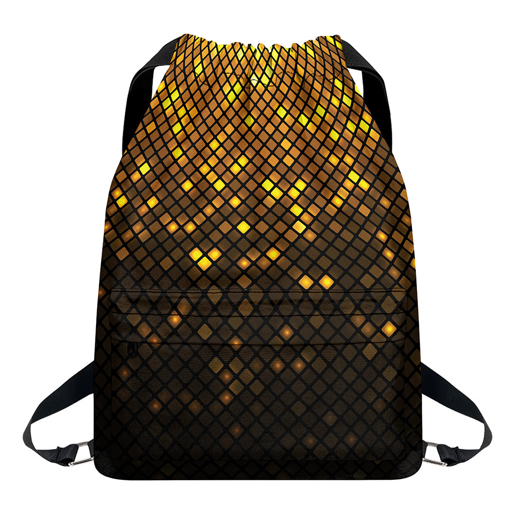 Gold Disco Lights Pattern Print Drawstring Backpack