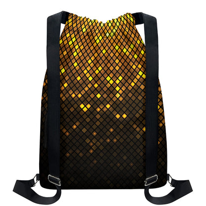 Gold Disco Lights Pattern Print Drawstring Backpack