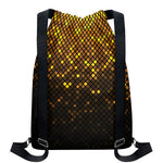 Gold Disco Lights Pattern Print Drawstring Backpack