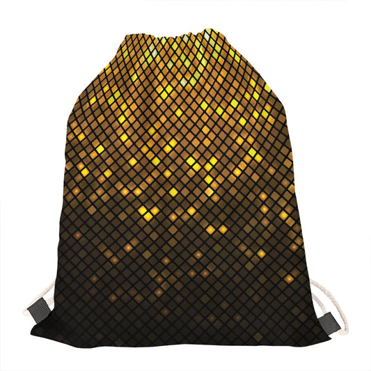 Gold Disco Lights Pattern Print Drawstring Bag