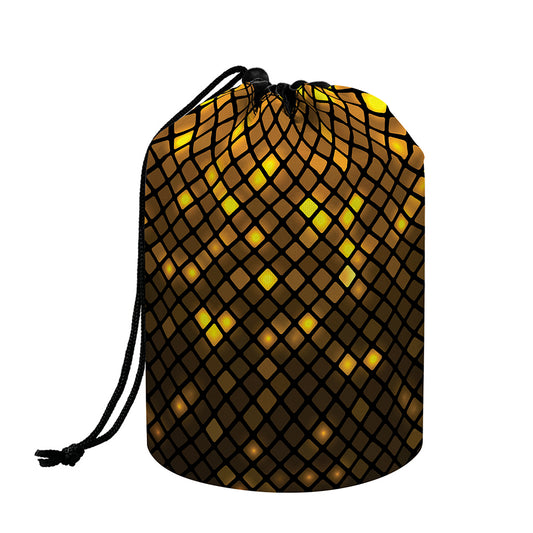 Gold Disco Lights Pattern Print Drawstring Makeup Bag