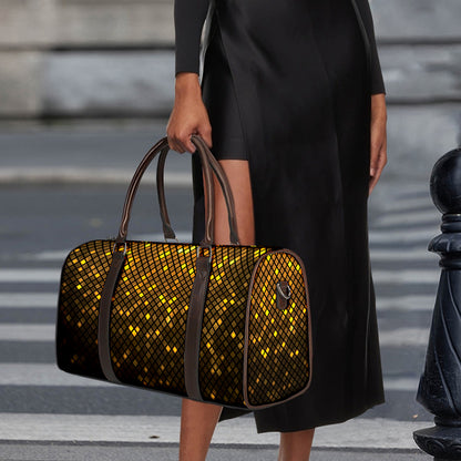 Gold Disco Lights Pattern Print Duffle Bag