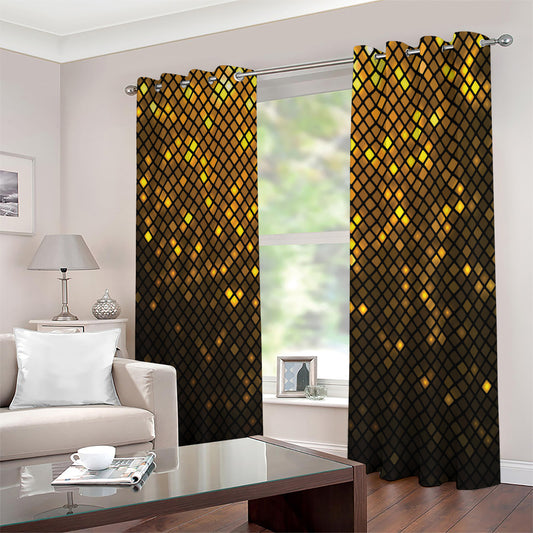 Gold Disco Lights Pattern Print Extra Wide Grommet Curtains