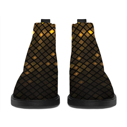 Gold Disco Lights Pattern Print Flat Ankle Boots
